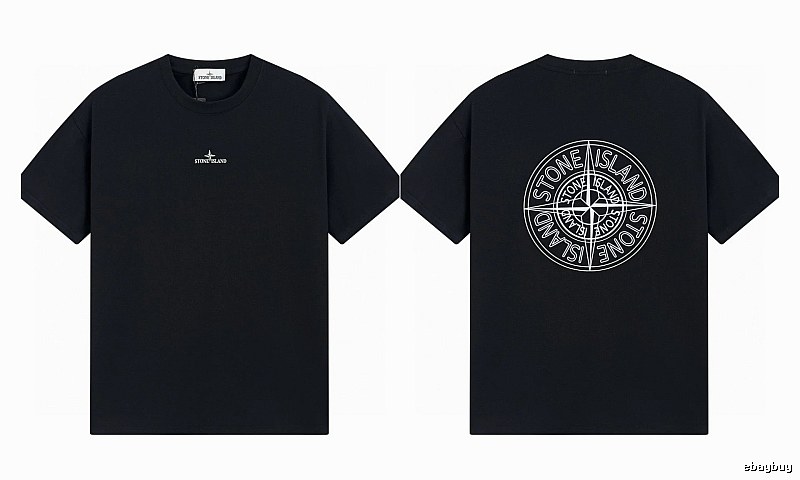 Stone Island Compass Print Trendy Cool Black T-Shirt