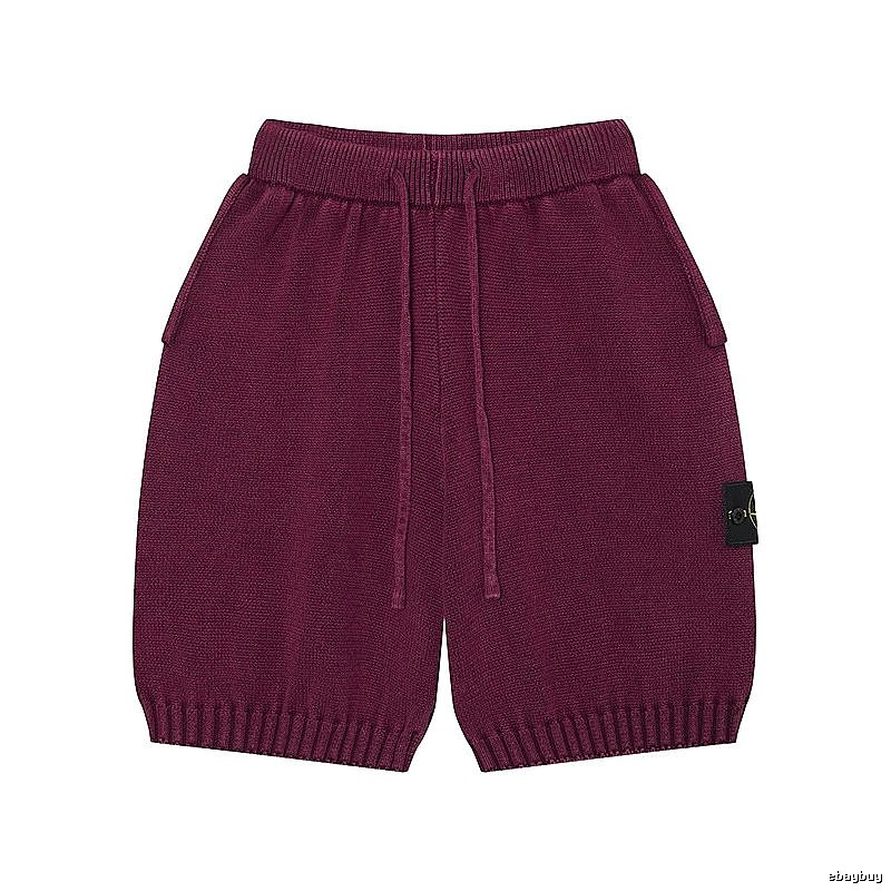 Stone Island Knit Casual Style Burgundy Shorts