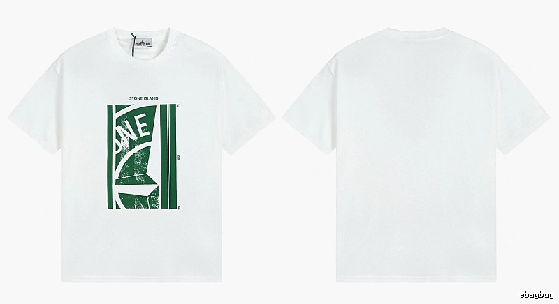 Stone Island Printed Street Style White Short Sleeve T-Shirt