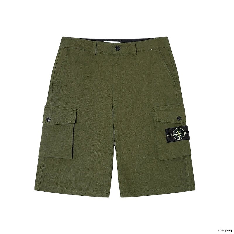 Stone Island Techwear Style Army Green Cargo Shorts