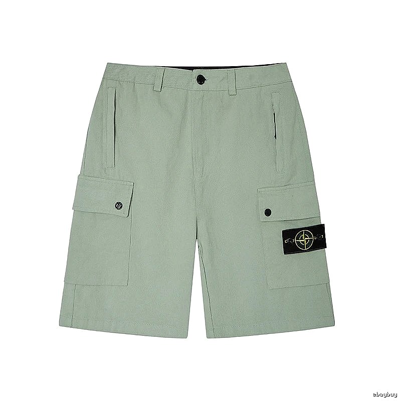 Stone Island Techwear-style Multi-pocket Light Green Cargo Shorts