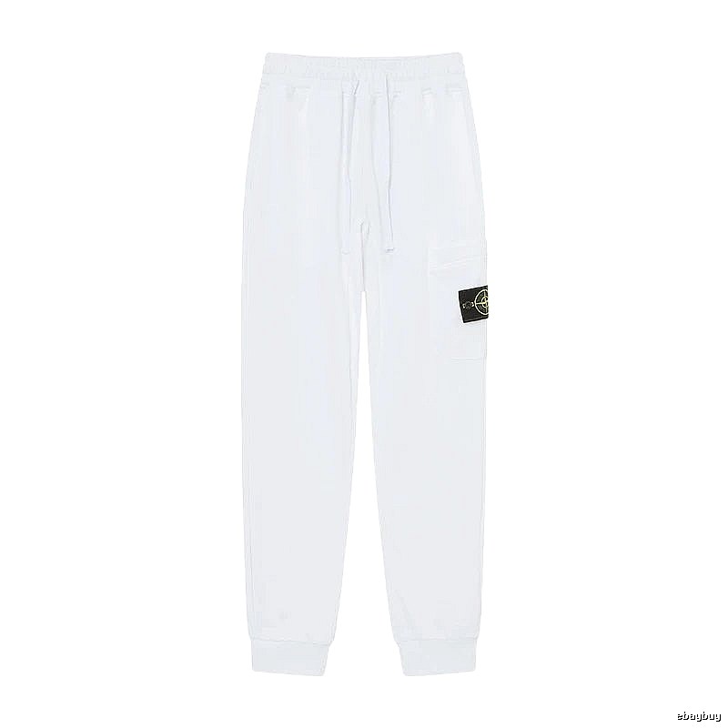 StoneIsland Badge Workwear Style White Sweatpants