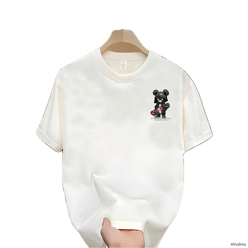 Streetwear Brand Skate Bear Street-style Off-white Short Sleeve T-Shirt