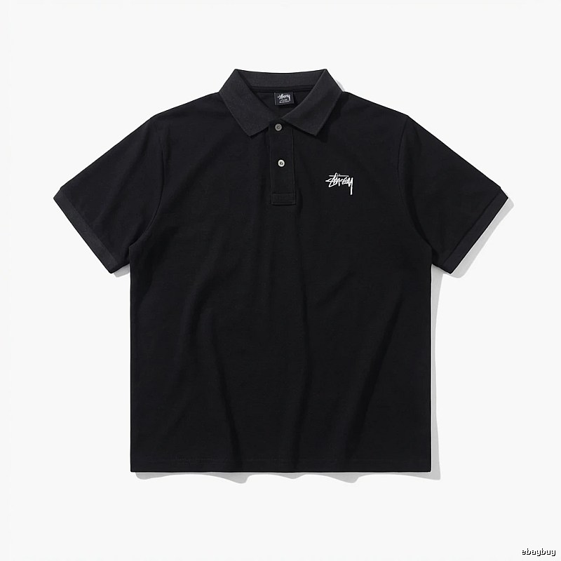 Stussy basic simple style black Polo shirt