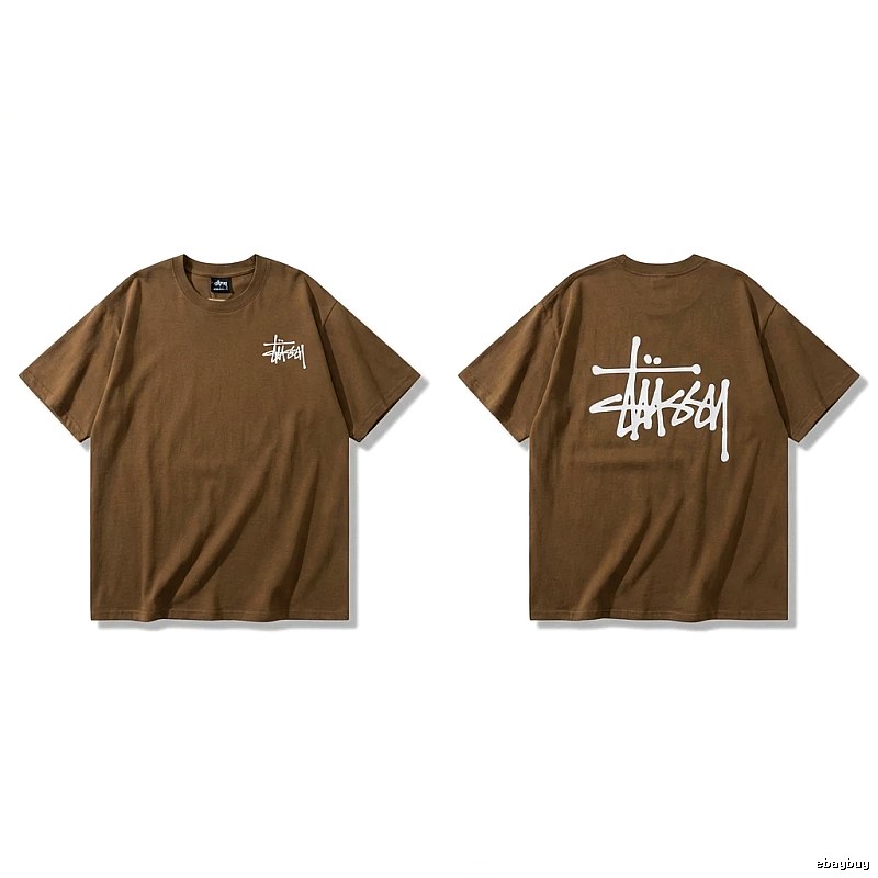 Stussy basic simple style coffee-colored T-shirt