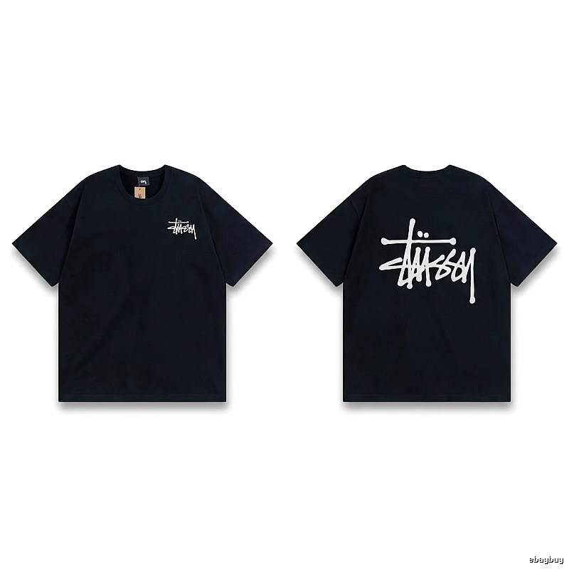 Stussy basic style simple black T-shirt