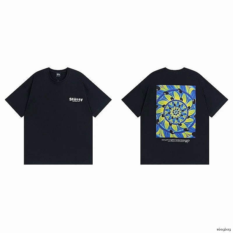 Stussy Black Spider Graphic T-Shirt Holiday Edit Logo