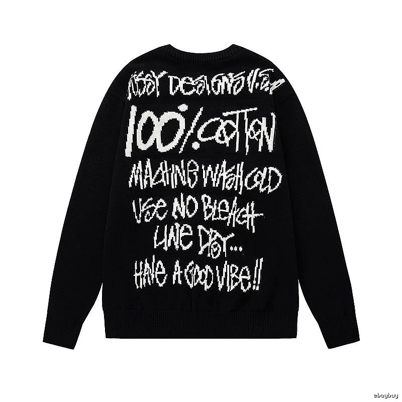 Stussy Black Swirl Graphic SweatShirt Relaxed Styling