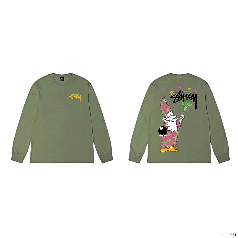 Stussy Cartoon Fun Style Olive Green Sweatshirt