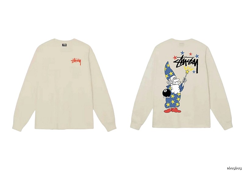 Stussy cartoon print beige long-sleeve