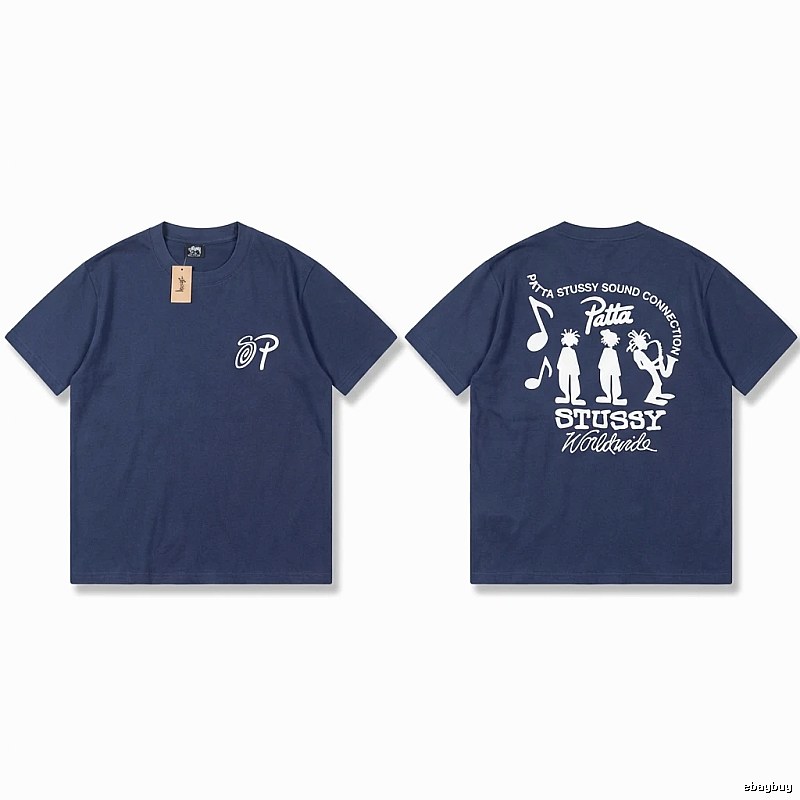 Stussy Co-branded Hip-hop Style Navy Blue T-shirt