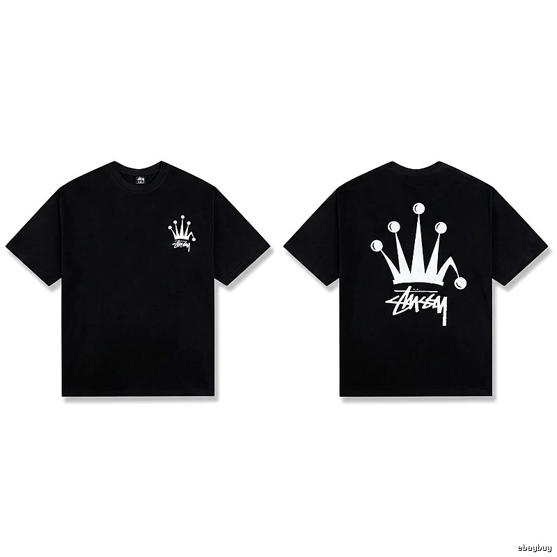 Stussy Crown Trendy and Cool Style Black T-shirt