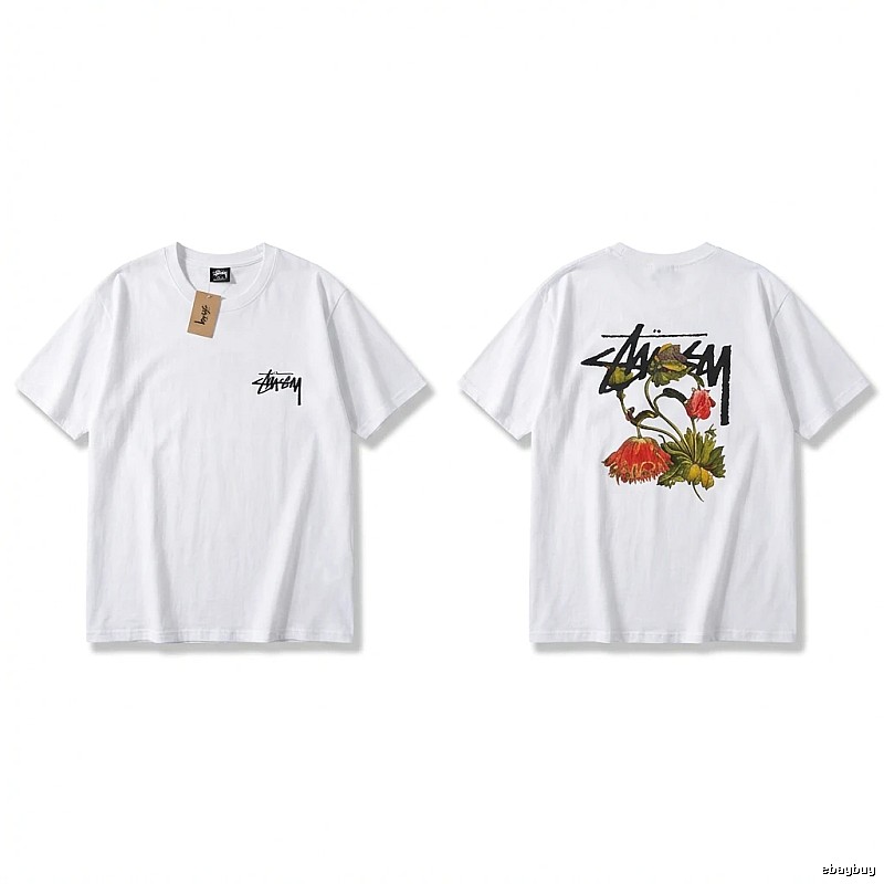 Stussy Floral Print White T-Shirt