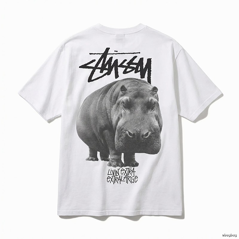 Stussy Hippo Trendy and Cool Style White T-shirt