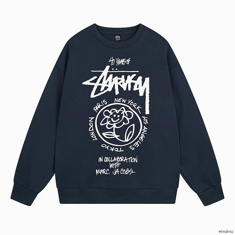 Stussy Navy Style 539 Graphic SweatShirt Poolside Style