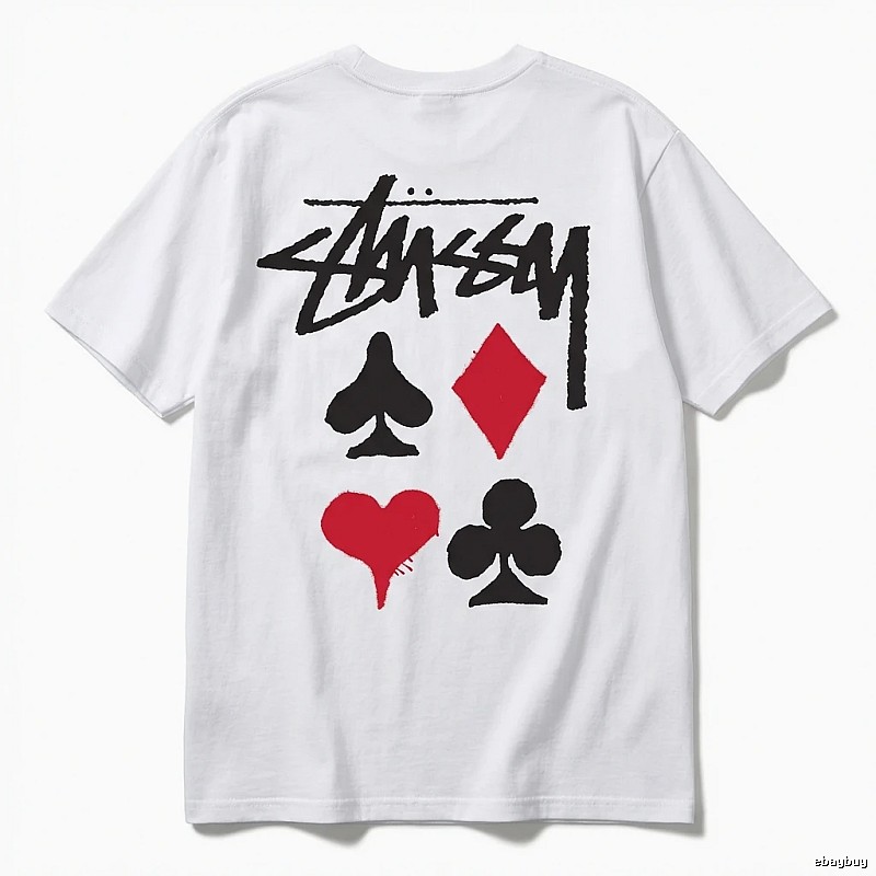 Stussy Poker Print Simple White T-shirt