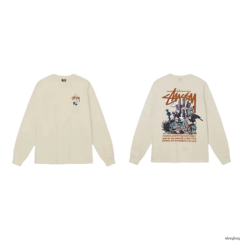 Stussy Print Retro Style Long-Sleeve (Off-White)