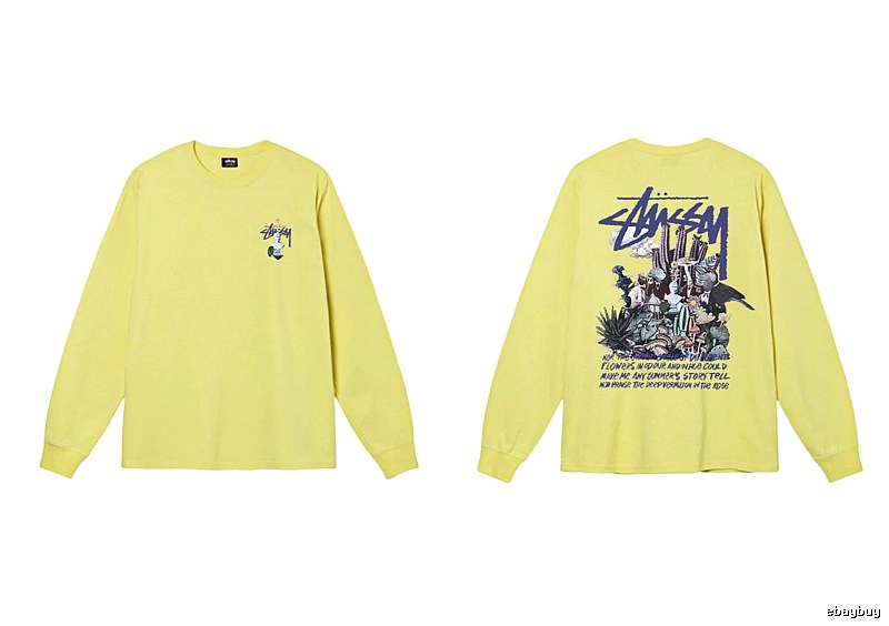 Stussy printed trendy brand style yellow long-sleeve