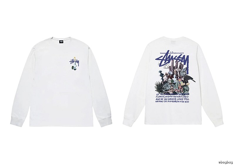 Stussy printed trendy white long-sleeve