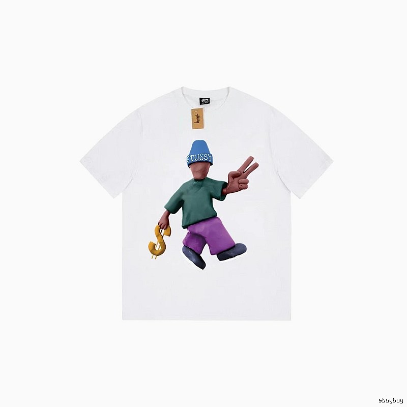Stussy Relaxed Graphic T-shirt Black White Stussy with Designer-Inspired Detail