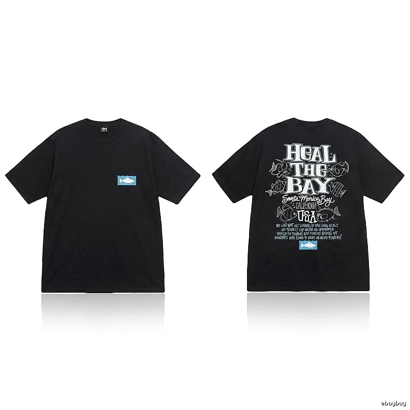 Stussy retro-style black short-sleeve