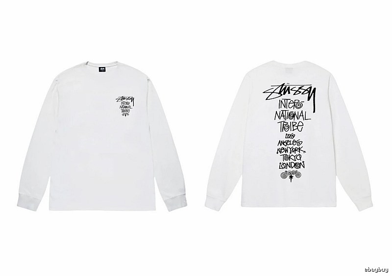 Stussy retro-style white long-sleeved shirt