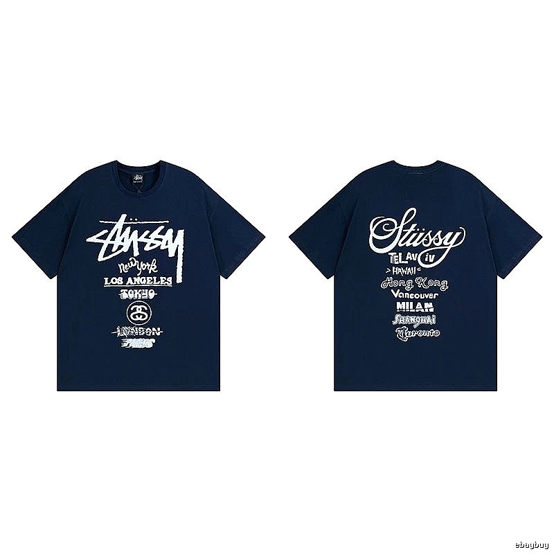 Stussy Simple Logo Finish Spider Graphic T-Shirt Minimal Look