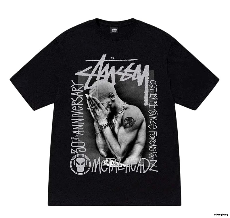 Stussy Statement Graphic T-shirt Black White Stussy for Easy Pairing