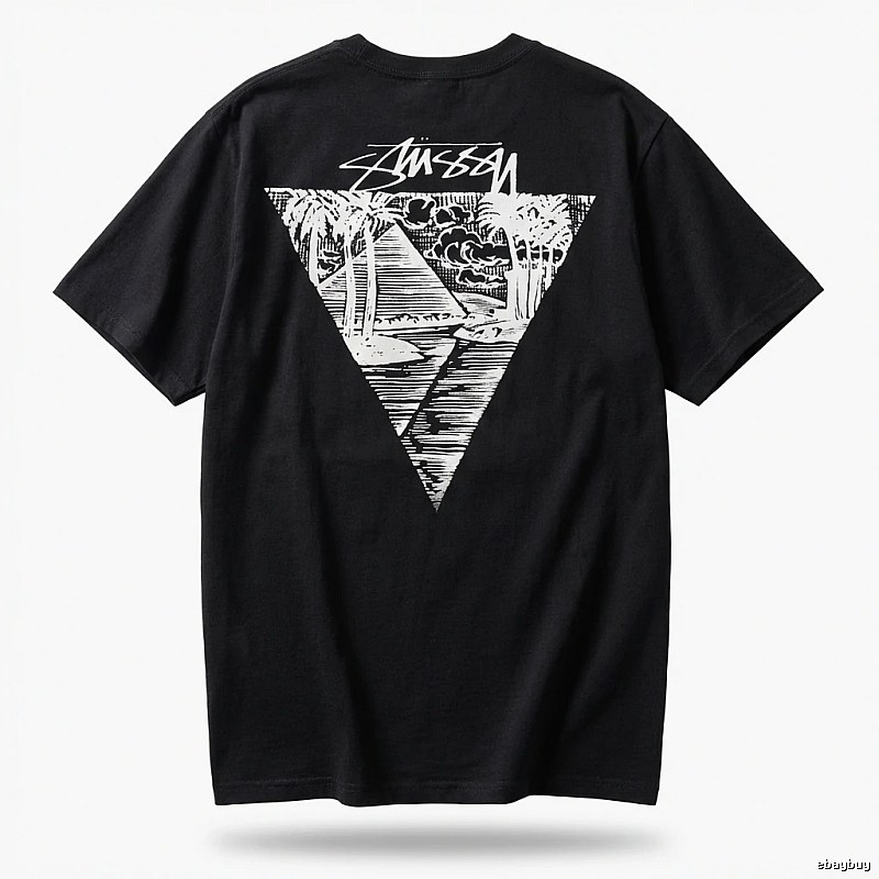 Stussy triangle print style black T-shirt