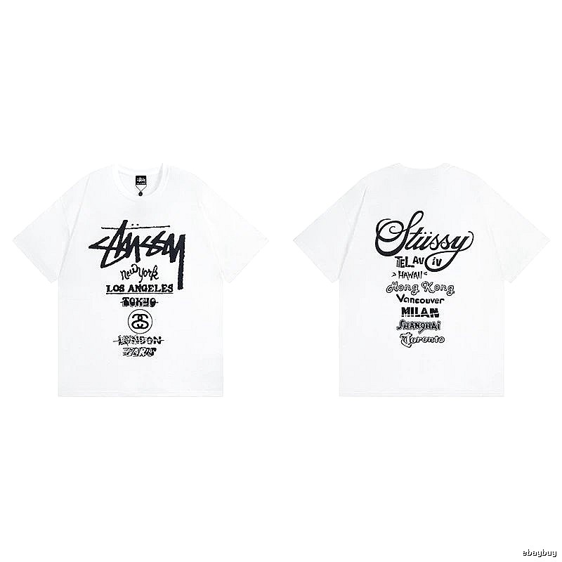 Stussy White Spider Graphic T-Shirt Travel Pack Logo