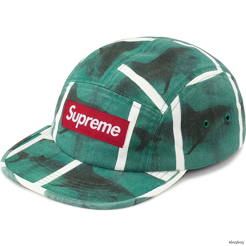 Supreme camouflage style green hat.