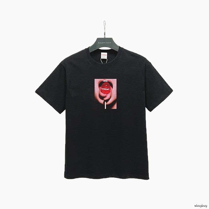 Supreme Lollipop Print Street Style Black T-Shirt