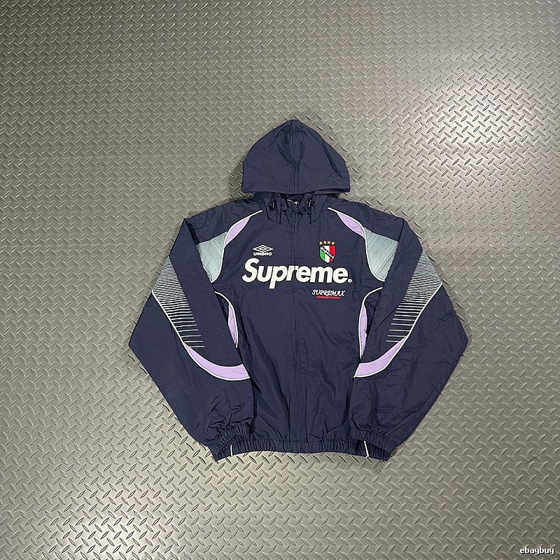 Supreme Navy Purple Hooded Track Jacket