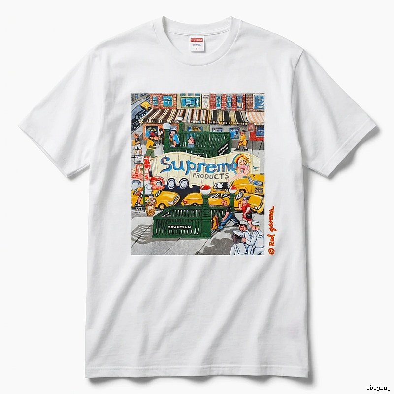 Supreme street style white T-shirt