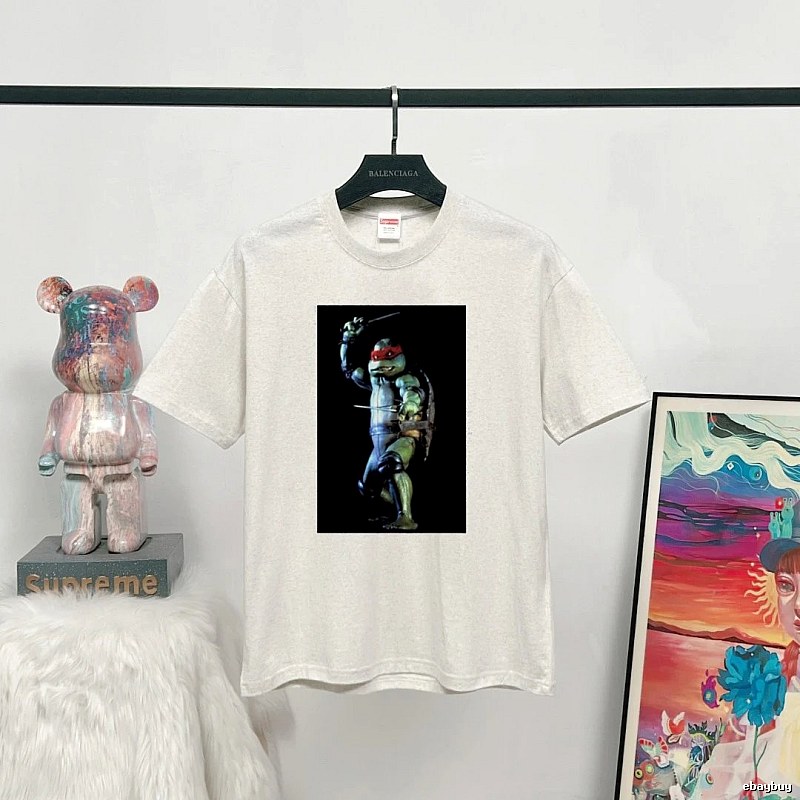 Supreme x Teenage Mutant Ninja Turtles Co-branded Street Style Off-white T-shirt