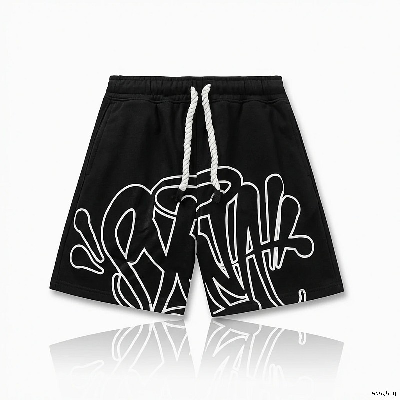 SynaWorld Graffiti-style Black Shorts
