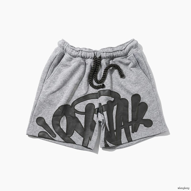 SynaWorld graffiti-style gray shorts