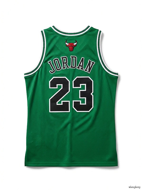 The green jersey with the number 23 of Michael Jordan