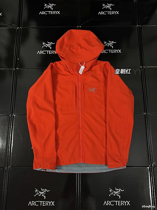 The imperial red of the Arc'teryx Alpha SV jacket
