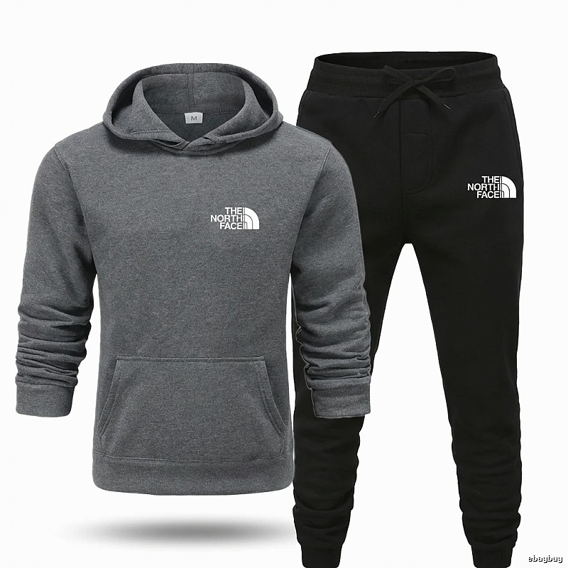 The North Face Simple Gray and Black Sportswear Set