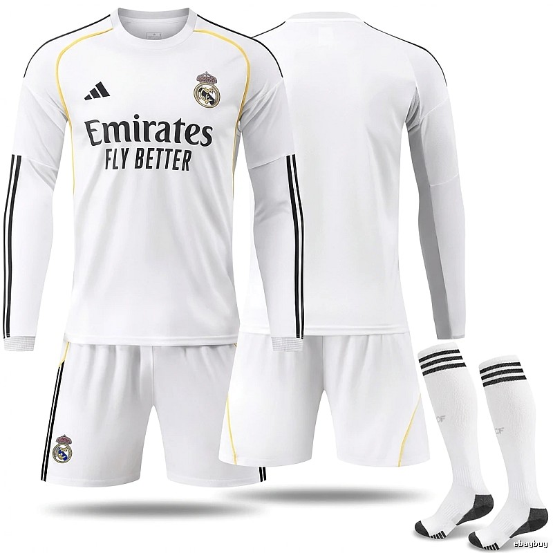 The sporty white jersey of Real Madrid.