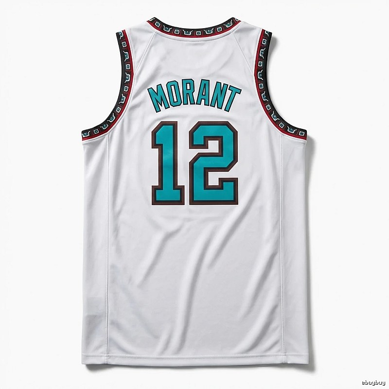 The white basketball uniform of Ja Morant of the Grizzlies.