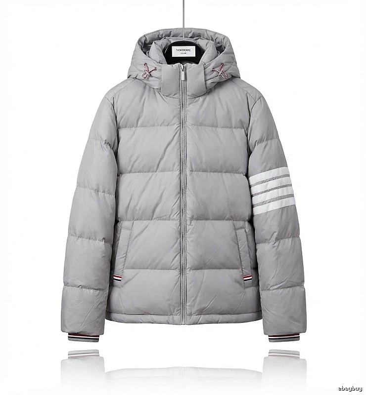 Thom Browne Classic Stripe Grey Down Jacket
