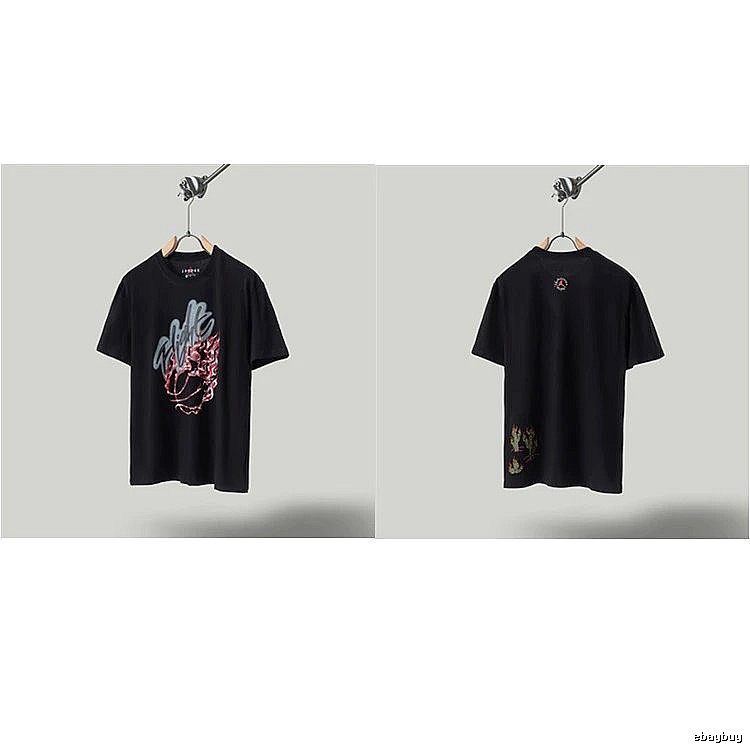 Travis Scott x Air Jordan Graffiti-style Black Short-sleeve T-shirt