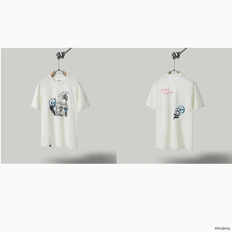 Travis Scott x Jordan Co-branded Graffiti-style Off-white T-shirt