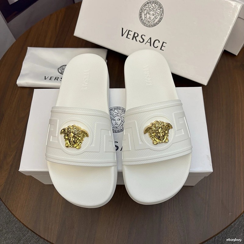 Versace Medusa Luxury Style White Slides