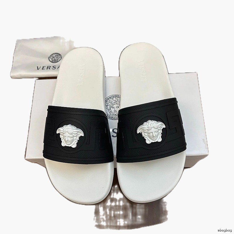 Versace Medusa Streetwear Black & White One-strap Slide Sandals