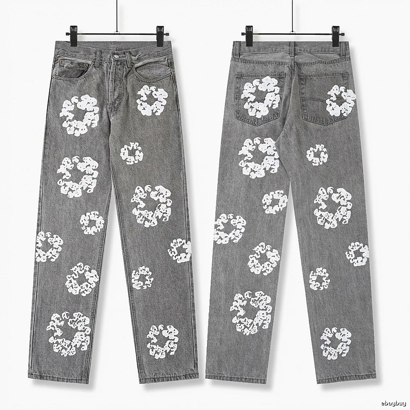 Vintage Style Gray Pants with DENIM TEARS Print