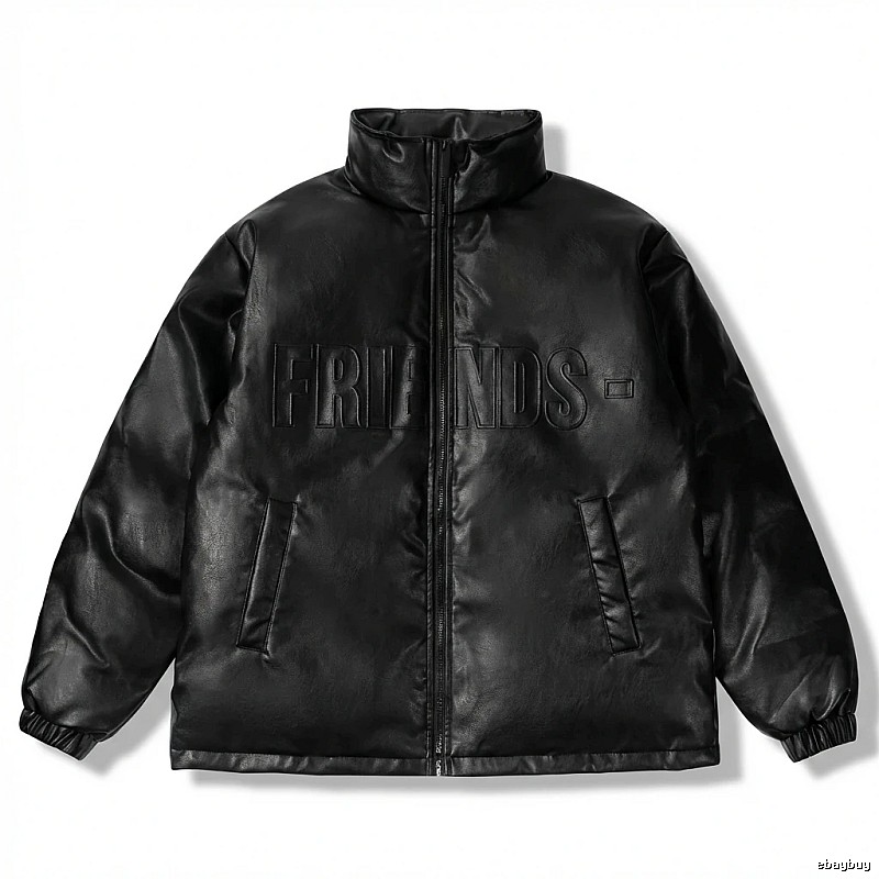 Vlone black trendy and cool style cotton-padded jacket