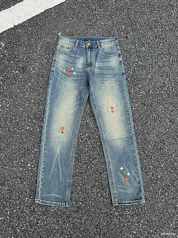 Washed Blue Travel Embellished Straight Jeans